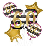 60th Pink And Gold Balloon Bouquet